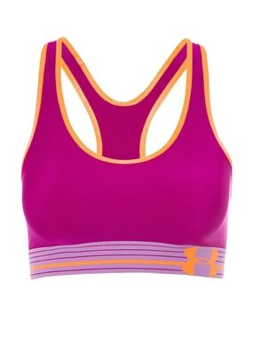 Under Armour HeatGear Mid Compression Sports Bra XS Plum Pink Purple